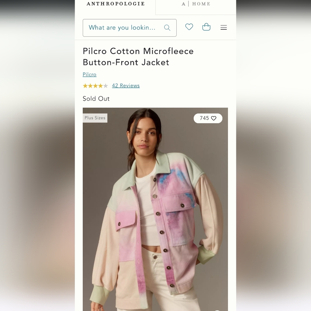 Pilcro Anthropologie Cotton Microfleece Button-Front Jacket Pilcro. Size L - Picture 4 of 8